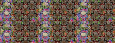 Raster stili kumaş deseni. Çiçekler suluboya çizim deseni.