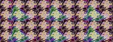 Raster illüstrasyonu. Bej renklerde. Çiçek buketleriyle klasik tarzda eskiz deseni.