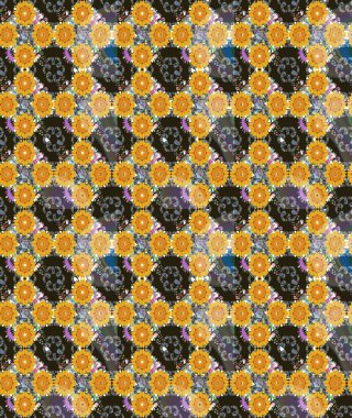 Raster illüstrasyonu. Sarı renkte karalamalı çiçek deseni çiz..