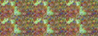 Yeşil ve kahverengi renkli çiçekler. Raster illüstrasyonunda kusursuz çiçek deseni.