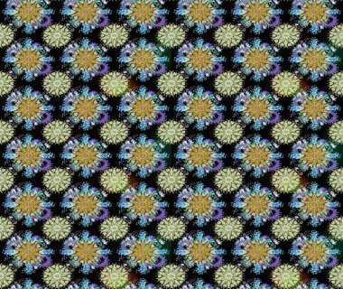 Oldukça eski bir besin torbası deseni, küçük siyah, nötr, çiçekler. Millefleur 'lar. Tekstil, kumaş, kapaklar, duvar kağıtları, baskı, naylon, yapıştırma, örgü, dekupaj için çiçeksiz arkaplan