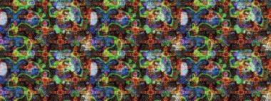 Renkli çiçekler. Renkli Bahar Teması eskiz kalıbı. Raster illüstrasyonundaki çiçek desenli çizim. Düz Çiçek Elementleri Tasarımı.