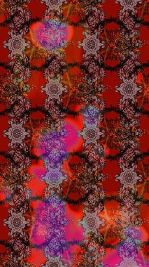 Nazik romantik baskı. Kahverengi ve kırmızı renkte çiçekler. Bahar mevsimi. Tatil havası. Raster güzel bir çiçek deseni çiziyor..