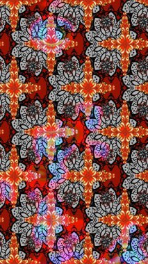 Şirin, zarif çiçekler Raster illüstrasyonu. Davetiye ve kartpostal tasarımı için dekoratif çiçek unsurları. Yapraklı çizim şekli. Tekstil için figür. Poster veya kapak için arkaplan.