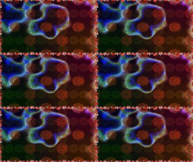 Raster illüstrasyonu. Kahverengi ve gri renkli çiçekler. Kusursuz çiçek deseni duvar kağıdı için kullanılabilir.