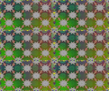 -yeşil ve gri çiçekler. Küçük çiçekte güzel bir desen var. Çiçek arkaplan. Çiçek kompozisyonu. Çiçek kolajı. Raster deseni. Doğa.