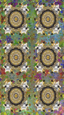 Kusursuz raster arka plan. Kusursuz çiçek deseni. Duvar kâğıdı barok, İspanyol kumaşı. Gri renklerde grafiksel, modern, pürüzsüz desen.