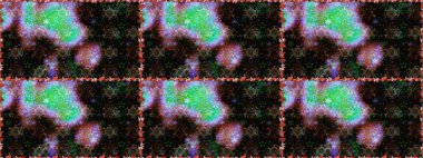 Renkli grunge, soyut arkaplanı koyu siyah ve kahverengi çiçeklerle süslüyor. İşlemeli çiçekli, dikişsiz desen. İzler, kumaş, duvar kağıtları, tekstil için raster dokusu.