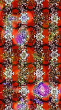 Çok renkli, zarif küçük çiçekler ve komik böcekler, raster desen, illüstrasyon.