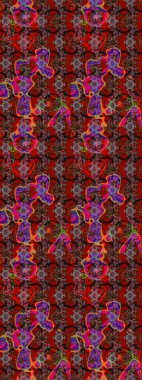 Yaz çiçekleri teması. Klasik çiçekler. Kırmızı ve kahverengi renkler. El çizimi, soyut ve süslü elementler. Suluboya resim taklit Raster illüstrasyonu.