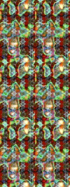 Parlak çiçekli kolaj çiçekleri yeşil ve kahverengi. Çiçekli zambakların eskiz geçmişi. Çiçek tasarımı için inanılmaz kolaj cennet tarzı..