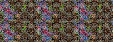 Chichi 'nin kumaş kalıbını çiz. Çiçek deseni. Düz Çiçek Elementleri Tasarımı. Renkli Bahar Teması eskiz kalıbı. Raster illüstrasyonu.