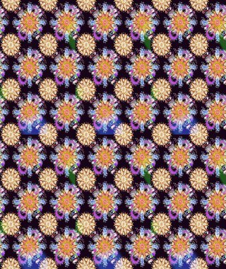 Siyah çiçekli eskiz deseni, suluboya çiçek deseni, sevimli çiçek, duvar kağıdı, kart ya da kumaş için fayanslı. Raster - stok.