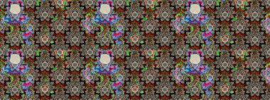 Raster Henna dövme stili. Tekstil, tebrik kartı, boyama kitabı, telefon kılıfı baskısı için kullanılabilir. Etnik Mandala süsü. Hint çiçekli desenli şal desenli..