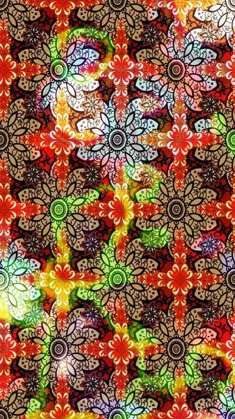 Raster düz çiçek çizim deseni. Hediye ambalaj kağıdı, tebrik kartları, posterler ve pankart tasarımı. Kırmızı renkte çiçekler.