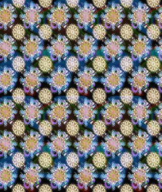 Mavi ve nötr renklerde çiçekler. Sevimli çiçek raster deseni. Düz Çiçek Elementleri Tasarımı. Kusursuz Renksiz Bahar Teması Kusursuz Arkaplan.