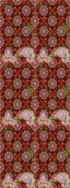 Raster - stok. Suluboya, elle çizilmiş. Kusursuz bir arka plan modeli. Vadinin çiçekleri kahverengi ve kırmızı renklerde.