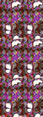 Kumaş, tekstil, duvar kağıdı baskısı için. Eskiz geçmişi. Eski usul. Renkli desenli eskiz deseni, gri ve nötr çiçekler ve dekoratif elementler. Raster illüstrasyonu.