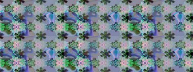 Raster illüstrasyonundaki çiçek desenli çizim. Güzel kumaş deseni. Renkli Bahar Teması eskiz kalıbı. Düz Çiçek Elementleri Tasarımı.