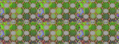 Raster illüstrasyonunda kusursuz çiçek deseni. Yeşil ve gri renkli çiçekler. Düz Çiçek Elementleri Tasarımı. Renkli Bahar Teması Kusursuz Arkaplan.