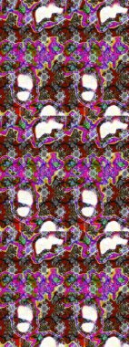 Kumaş, tekstil, duvar kağıdı baskısı için. Eskiz geçmişi. Eski usul. Renkli desenli eskiz deseni, gri ve nötr çiçekler ve dekoratif elementler. Raster illüstrasyonu.