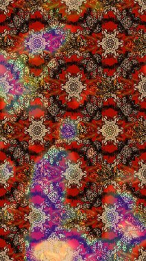 Raster illüstrasyonu. Anti-stres için soyut örnek sayfası. Kahverengi ve kırmızı renklerde.