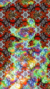 Suluboya çiçekli çiçek deseni. Gri ve kahverengi renkli Asya tekstili. Raster illüstrasyonu.