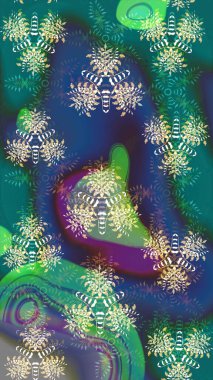 Raster düz çiçek çizim deseni. Hediye ambalaj kağıdı, tebrik kartları, posterler ve pankart tasarımı. Mavi renkte çiçekler.