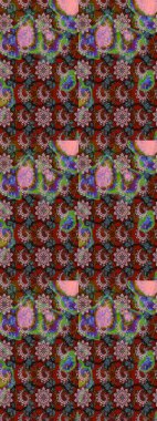 Yumuşak, bahar çiçekli arka plan. Çiçekli karalama şeklinde Raster çiçek deseni. Kahverengi ve kırmızı renkte çiçekler.