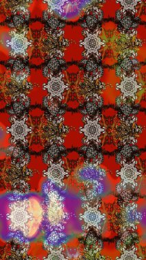 Düz Çiçek Elementleri Tasarımı. Taslak desenli, modaya uygun kumaş deseni. Renkli Bahar Teması eskiz kalıbı. Raster illüstrasyonu. Şirin çiçek elementleri..