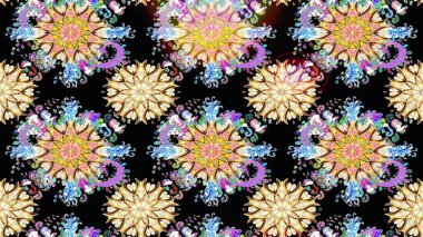 Küçük çiçekteki sevimli çiçek deseni. Yumuşak, yaz çiçekleri siyah ve bej renklerde. Raster illüstrasyonu. Raster deseni.