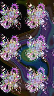 Kabile sanatı boho baskısı, klasik çiçek arkaplanı. Soyut etnik raster çizim kalıbı. Arkaplan dokusu, duvar kağıdı, mor renkli çiçek teması.