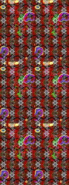 Küçük çiçekli basit bir çiçek çizimi. Moda baskısı, albüm, ambalaj kağıdı ve duvar kağıdı için zarif dekoratif süslemeler. Raster illüstrasyonu. Kırmızı ve gri renkte şirin çiçekler..