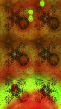 Renkli Bahar Teması eskiz kalıbı. Düz Çiçek Elementleri Tasarımı. Raster illüstrasyonundaki çiçek desenli çizim. Kahverengi ve yeşil renkte çiçekler.