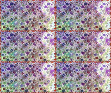 Raster illüstrasyonu. Renkli desenli kusursuz desenli, nötr ve gri çiçekli ve dekoratif elementli. Kumaş, tekstil, duvar kağıdı baskısı için. Kusursuz bir geçmişi var. Antika retro tarzı.