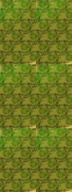 Raster illüstrasyonu. Yeşil renkte karalamalı çiçek deseni çiz.