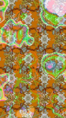 Güzel kumaş deseni. Güzel karalamalı çiçek desenli çizim. Raster illüstrasyonu. Küçük çiçekte sevimli çiçek deseni var..