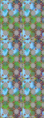 Tebrik kartı geçmişi, boyama kitabı, arkaplan ve tekstil için kullanılabilir. Etnik Mandala havlusu. Raster Henna tarzı. Kusursuz süs izi. Sınır Hindistan çiçek desenli paisley patentli.