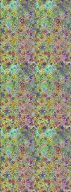 Tarafsız ve yeşil renklerde parlak çiçekli halı deseni.