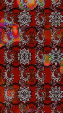 Moda arka planında parlak buketler. Eski usul küçük çiçekli şirin bir eskiz deseni. Kumaş, duvar kağıdı ve kağıt üzerine baskı yapmak için gelişen arka plan. Raster illüstrasyonu.