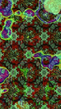 Taslak dekoratif arka plan, çiçek mandala. Çiçek. Yeşil ve kahverengi renklerde. Raster illüstrasyonu.