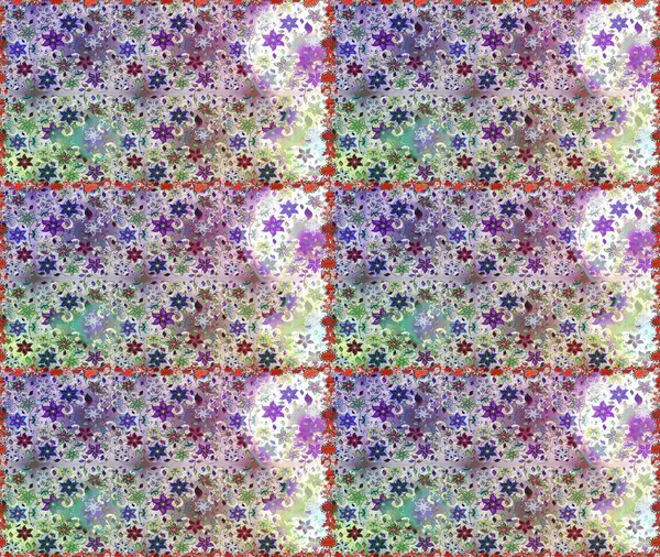 Raster illüstrasyonu. Renkli desenli kusursuz desenli, nötr ve gri çiçekli ve dekoratif elementli. Kumaş, tekstil, duvar kağıdı baskısı için. Kusursuz bir geçmişi var. Antika retro tarzı.