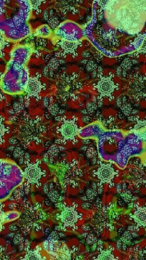 Taslak dekoratif arka plan, çiçek mandala. Çiçek. Yeşil ve kahverengi renklerde. Raster illüstrasyonu.