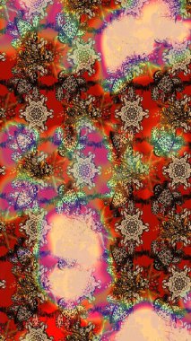 Nazikçe, rengarenk bahar çiçekleri. Raster deseni. Patlayan çiçekler soyut olarak yerleştirilmiş. Raster illüstrasyonu.