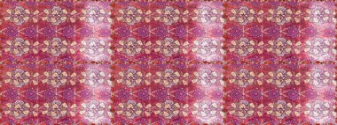 Renkli Bahar Temalı Kusursuz Arkaplan. Düz Çiçek Elementleri Tasarımı. Pembe ve mor renkli şirin çiçek deseni. Raster Modaya uygun kumaş deseni.