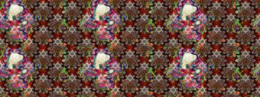 Tekstil, kumaş, kapaklar, duvar kağıtları, baskı, naylon, koleksiyon defteri, örgü, dekupaj için güzel bir eskiz. Küçük kahverengi çiçeklerdeki oldukça eski bir besin torbası deseni.