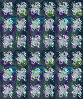 Şirin çiçek elementleri. Renkli Bahar Teması eskiz kalıbı. Raster illüstrasyonu. Taslak desenli, modaya uygun kumaş deseni. Düz Çiçek Elementleri Tasarımı.