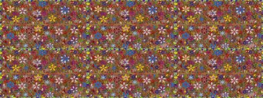 Varicolobrown ve kırmızı raster pürüzsüz illüstrasyon. Birçok kahverengi ve kırmızı soyut çiçekli tropik, pürüzsüz desen. Küçük çiçekte sevimli çiçek deseni var..