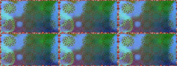 Çiçekli karalama şeklinde Raster çiçek deseni. Yumuşak, bahar çiçekleri mavi ve yeşil renklerde. Raster illüstrasyonu.