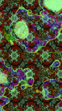 Renkli Bahar Teması eskiz kalıbı. Süslü kumaş deseni. Düz Çiçek Elementleri Tasarımı. Raster illüstrasyonunda çiçek deseni çizimi.